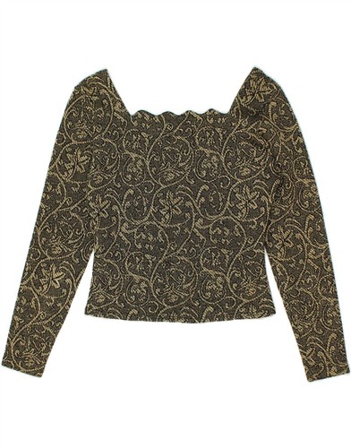 VINTAGE Womens Blouse Top US 2 XS Gold Paisley Acrylic DD15 - 第 2/3 張圖片