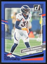 Justin Simmons 2023 Donruss: Press Proof Blue #91 Denver Broncos