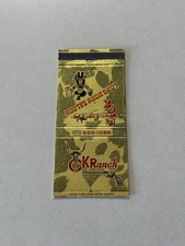 CK Ranch Long Horn Saloon Wilmington Delaware Vintage Matchbook Cover L2