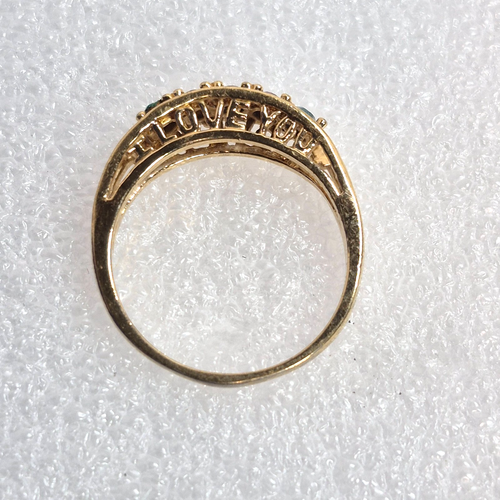 Anillo de moda tono dorado con piedras multicolores "Te amo" talla 8,5 - Imagen 7 de 10
