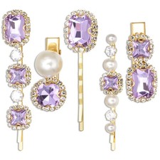 Vintage Hair Clips, Rhinestones Decorative Hair Pins, Handmade Purple Crystal Pe