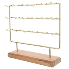 Jewelry Stand Necklace Holder Earring Storage Rack Organizer with Wood Base