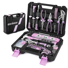 Pink Tool Kit Set for Women , 146-PCS General Hand Tool Kit with Storage Toolbox