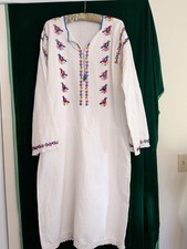 Vintage Romanian Beaded Folk Art Dress Size Large