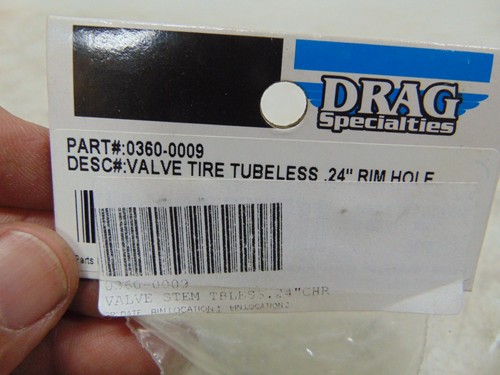 Drag Specialties Bolt-In Valve Stem Chrome .24" Diameter PAIR P/N: 0360-0009 - Picture 2 of 2