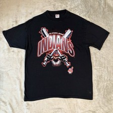 Vintage Cleveland Indians 2000 T-Shirt Large Bats Crossed Cleveland Guardians