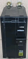 Square D QOB230 Circuit Breaker 30 Amp 2 Pole 10 AIC 120/240 VAC Type QOB W#