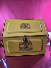 VTG Yellow Metal Bread Box Farmhouse Litho Ki...