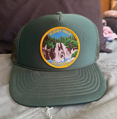 Green Mesh Back Trucker Hat Burney Falls California Patch One Size Unisex
