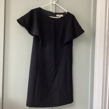 Ann LOFT Women's Size 0 Black Flutter Sleeve Dress Work Lined Zip Back