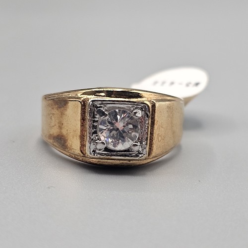 Mens Cubic Zirconia Signet Ring Gold Tone Sz 10 NWT New Old Stock CZ - Picture 6 of 11