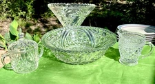 Vintage Punch Bowl, Serving Bowl, Cream & Sugar Bowl. See Description!