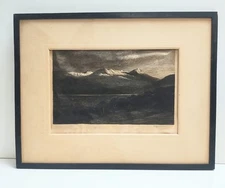 B. Eyre Walker Mountain Landscape Etching Print Pencil Signed 14X18