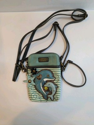 CHALA Handbag Cell Phone Crossbody Adjustable Strap Dolphin Ocean Charms Teal