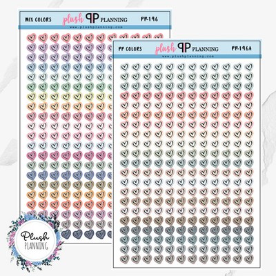 Mini Heart Shape Individual Planner Stickers, Doodle Stickers