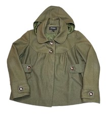 Coffeeshop Button Up Wool Blend Coat Collared & Hooded Women?s Size XL