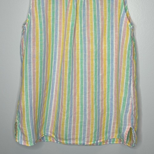 Talbots 100% Linen Pastel Striped Sleeveless Top Size Medium Casual Beachy Shirt - Picture 7 of 9
