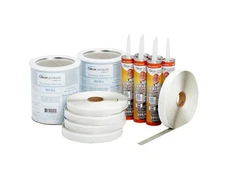 RV Rubber Roof Kit with Bonding Adhesive Butyl Tape Lap Sealant Bright White