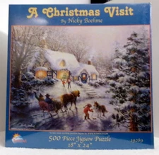 A CHRISTMAS VISIT 500 PIECE SUNSOUT JIGSAW PUZZLE BY NICKY BOEHME NEW SEALED
