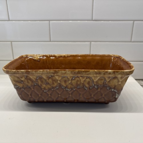 Vintage Brush McCoy Diamond Pottery Caramel Brown Rectangular Planter 100-8 - Picture 3 of 9