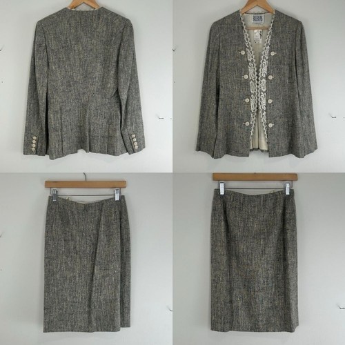 Vintage NWT Bill Blass Gray and White Tailored Blazer and Skirt Suit - Picture 5 of 8