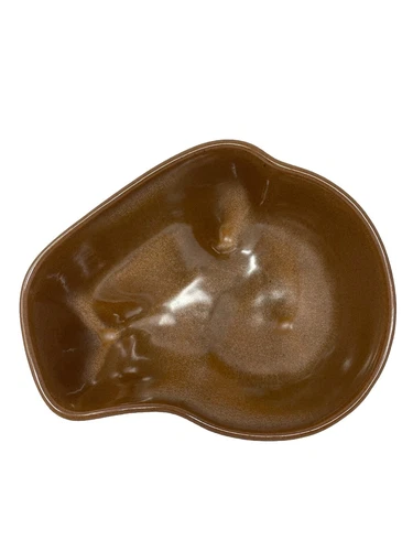 Frankoma Pottery Oval Vegetable Serving Dish Bowl Brown Satin 4N