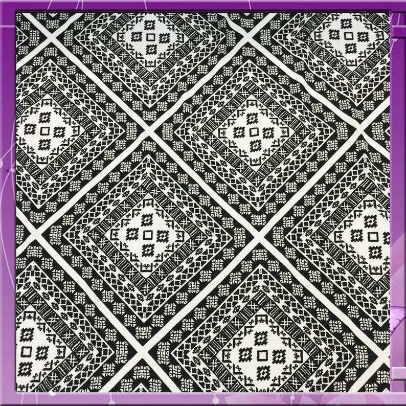 100% вискоза Challis черный n белый квадраты ткани на ярд 58 дюймов шириной ткани - Изображение 3 из 3