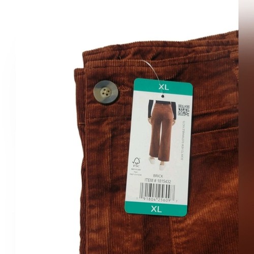 Matty M Wide Leg High Rise Corduroy Ankle Pants Womens XL (16) Stretch Red Brick - Picture 11 of 15