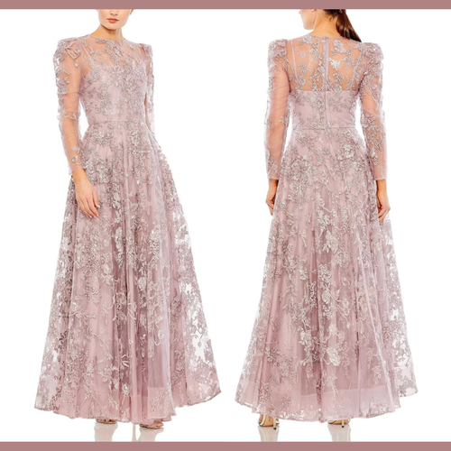 NEW Mac Duggal [ 4  ] 50664 Embroidered Illusion High Neck A Line Gown J2004 - Picture 1 of 14