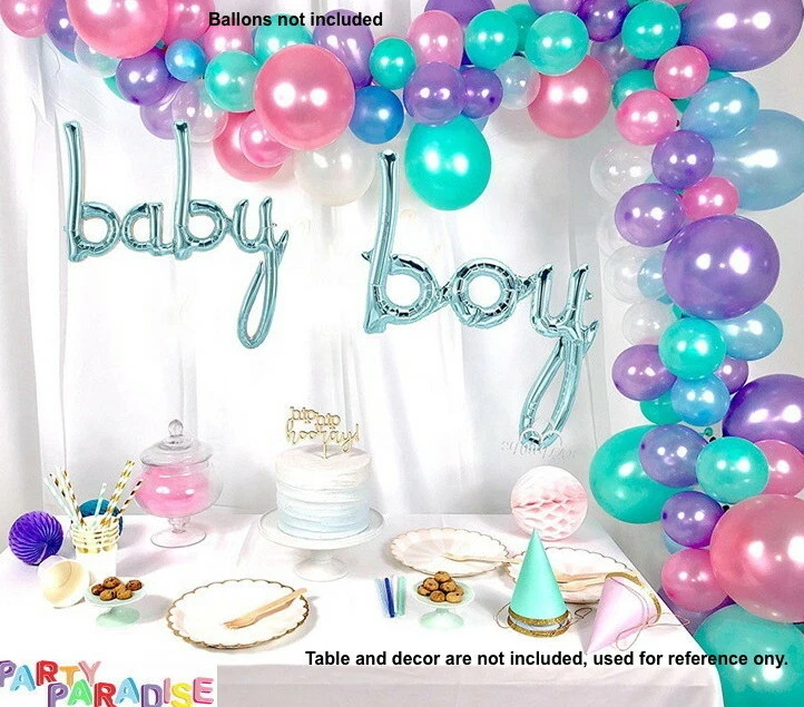 1 Pastel Blue "Baby Boy" Foil Balloon Hand Writing Style Baby Shower Decorations - Image 4 of 4