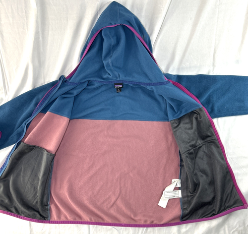 Patagonia Micro D Snap T Fleece Jacket Kids L (12) Girls Pink Blue Zip-Up - Picture 6 of 14