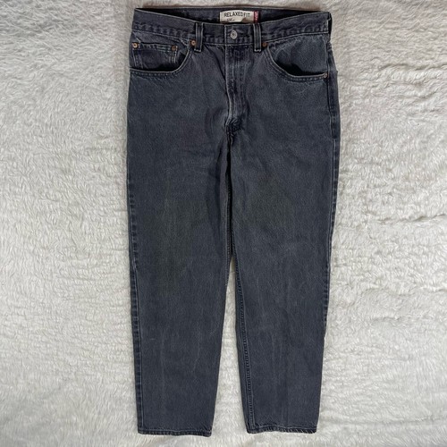 Pantalones de mezclilla vintage Levi’s 550 calce relajado para hombre talla 34x34 (35x31) negro lavado J3E - Imagen 2 de 6