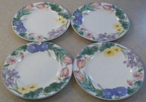 SET-OF-4-MIKASA-SPRING-LEGACY-CAR19-SALAD-DESSERT-PLATES-7-3-4-inches