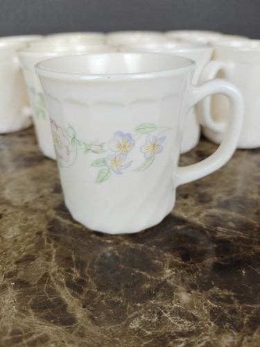 Arcopal France Champetre Set Of 12 Coffee Cups Pink Blue Floral - Picture 2 of 12