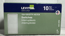 Rocker Single-Pole Switch  Leviton  5601-2WM 15 Amp, 120/277 Volt 10 Pack Decora