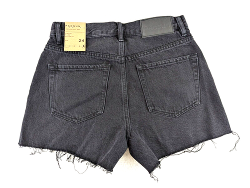 PacSun sz 24 Vintage cut Off Shorts mid rise zipper fly no stretch black 0368 - Picture 2 of 4