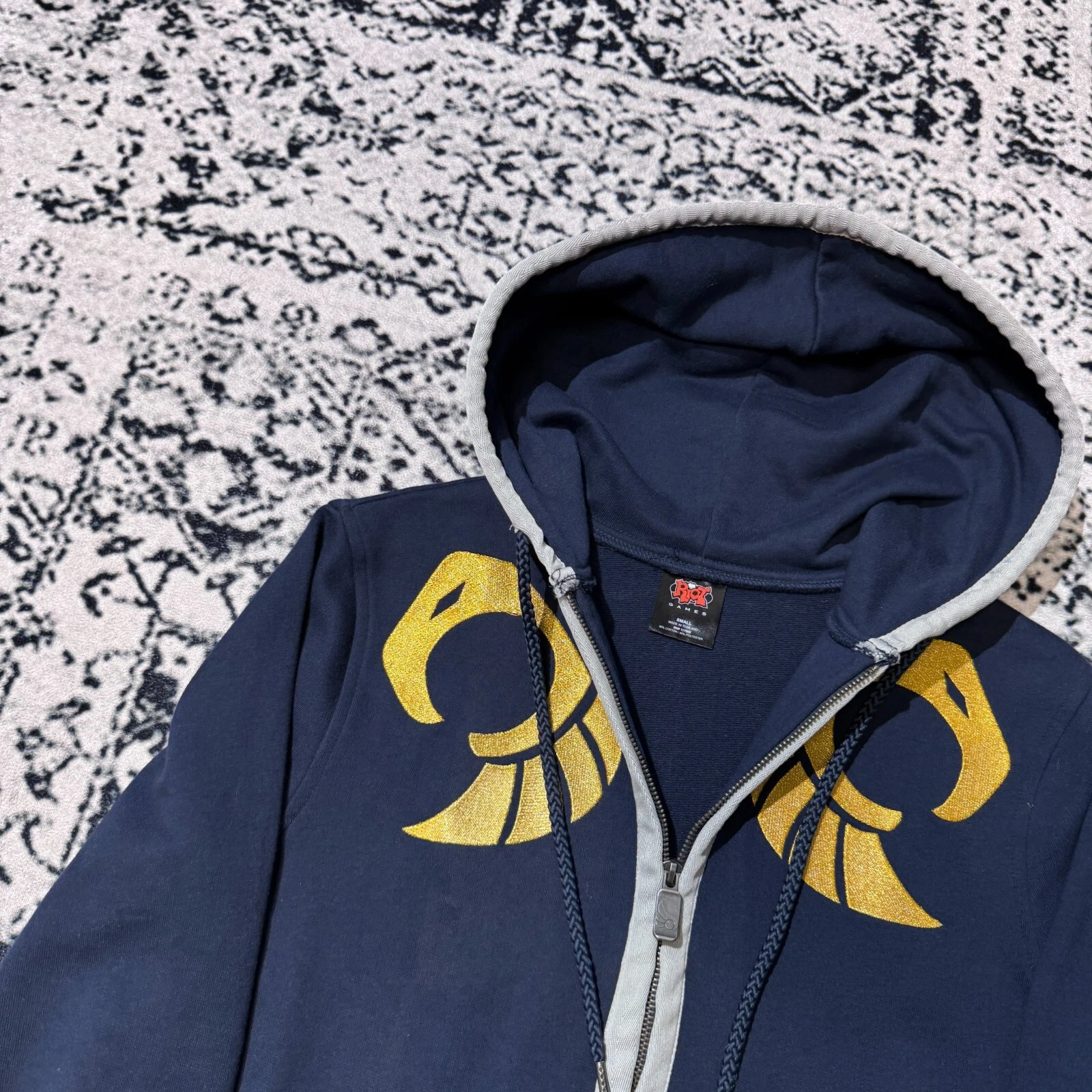 GUCCI Felpa con cappuccio e zip vintage League of Legends unisex cotone navy taglia S vestibilità regolare