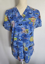 Fashion Srubs Women's Size M Halloween Design V-neck 3 pockets Scrubs