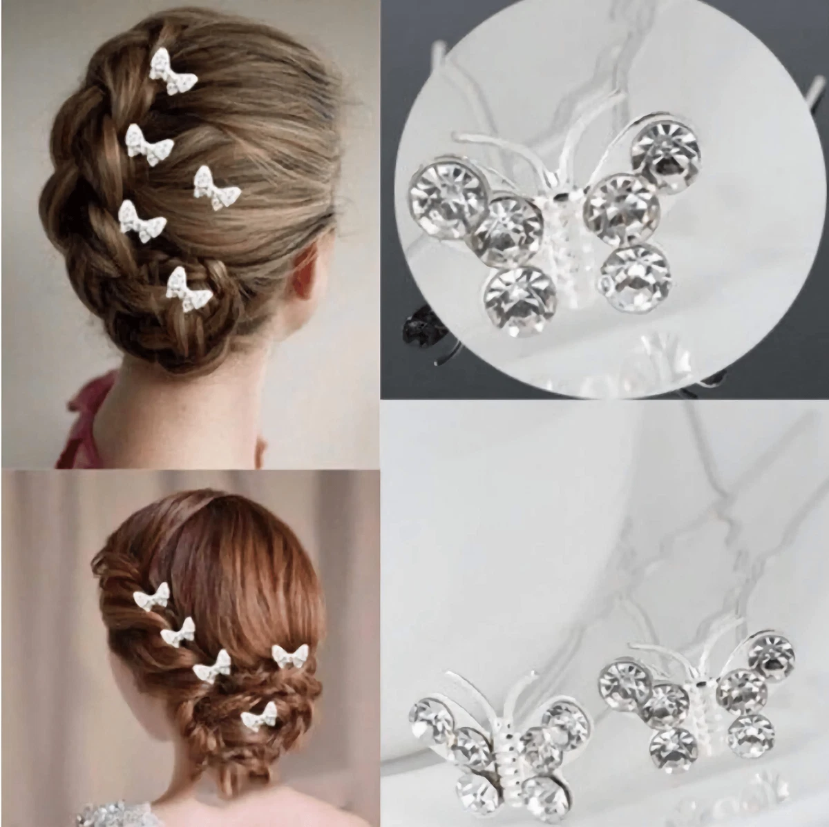 Set 6 Forcine Per Capelli A Farfalla In Chiffon - Accessori Per Acconciature, Ideali Per Sposa - 2