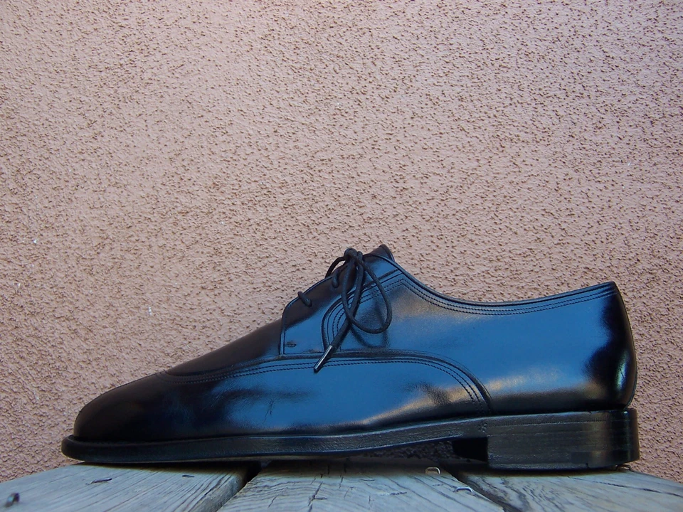Zapatos de vestir A. TESTONI para hombre de cuero negro italiano punta dividida Oxford talla 9,5 M Foto 3 de 4