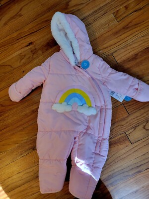 CARTERS Baby Girl 6-9 Months Pink Puffer SNOWSUIT NWT