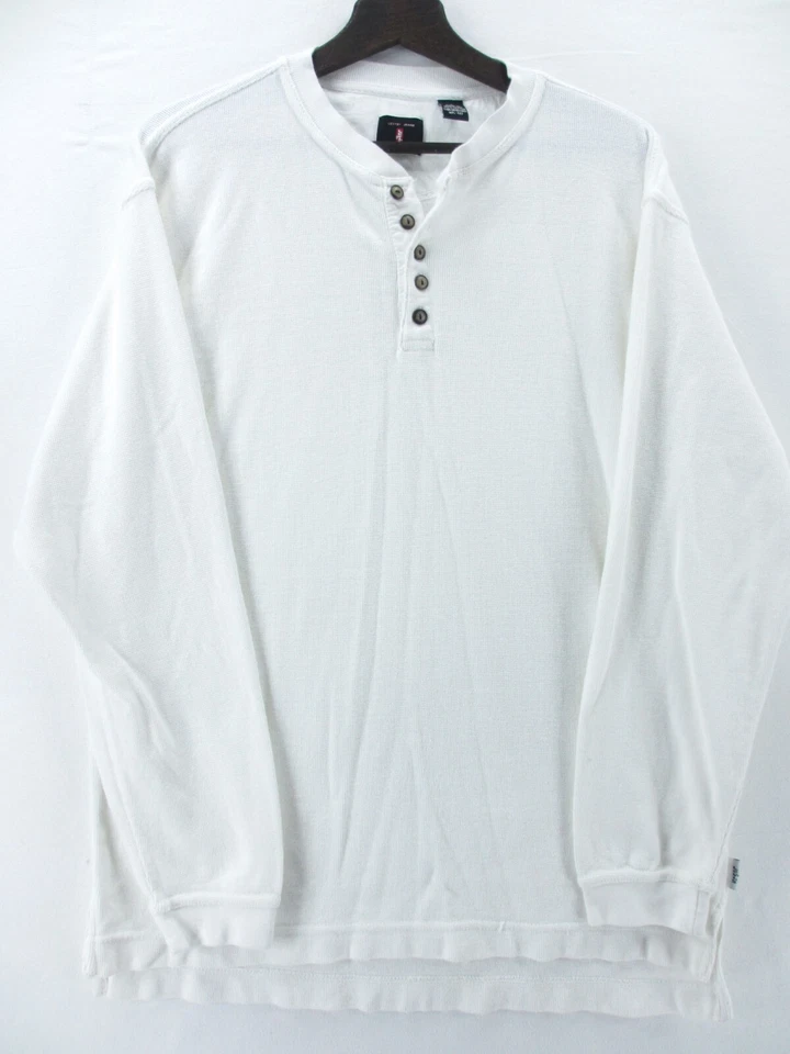 Levi's Henley Shirt Men's L White Thermal Long Sleeve Cotton Pullover Muscle Top - Image 3 of 4