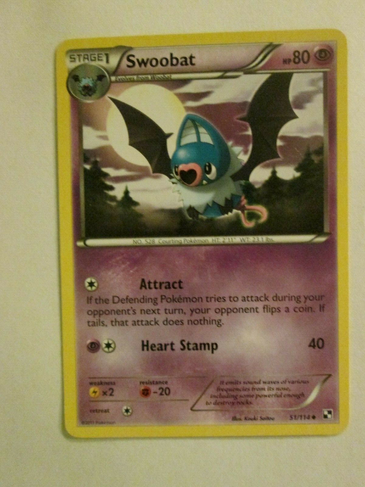 062PK051 - Swoobat - 51/114- Black & White - Uncommon- Q