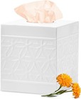Autumn Alley White Tissue Box Cover Square, White Bathroom Accessories