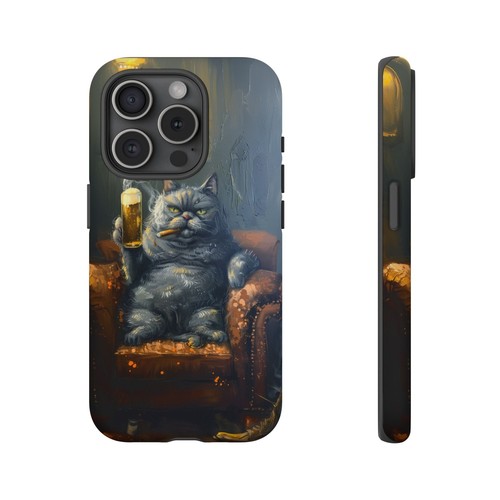Phone-Ink iPhone, Pixel, Samsung Galaxy Case - Gray Cat Smoking Cigar - 第 8/191 張圖片