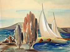 George Leduc Important French Modernist Artist Expressionist Gouache Watercolor!