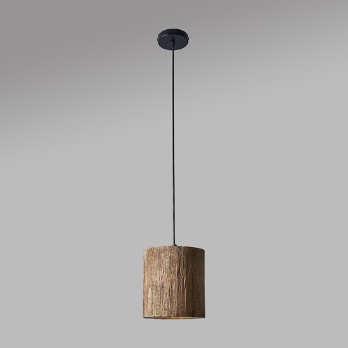Natural Ceiling Light Fitting Rustic Wood Cylinder Living Room Lighting LED Bulb - Picture 9 of 9