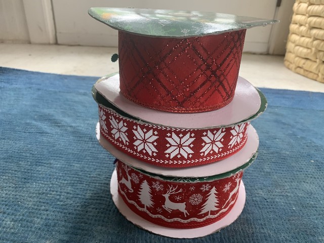 Lot of 3 Costco Kirkland Signature 50 Yards 2.5&quot; Wire-Edged Ribbon
