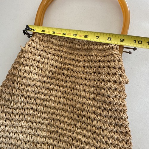 Vintage Large Woven Straw Plastic Bakelite Handles Super Old Gorgeous With Life - Picture 12 of 12