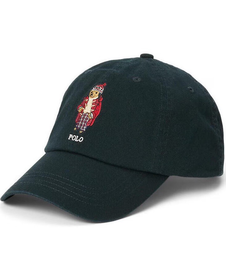 NWT/POLO RALPH LAUREN MEN'S COTTON BEAR TWILL BALL CAP BLACK